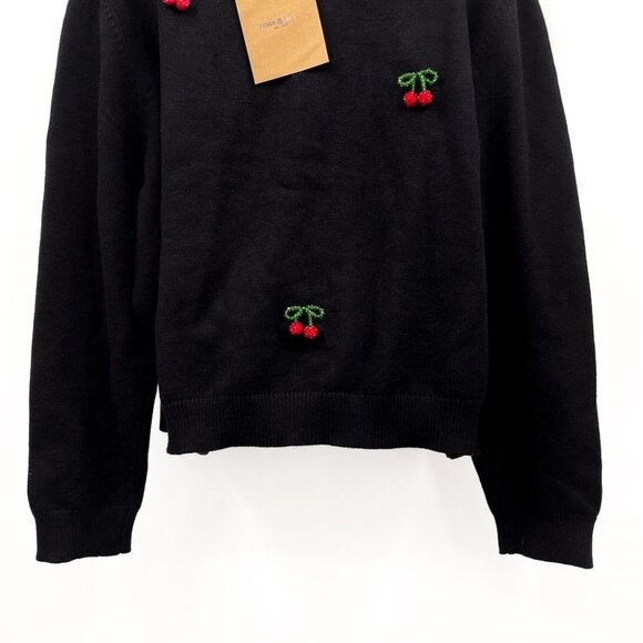 Teddy Fresh Cherry on Top Beaded Cardigan Sweater Top Black Red 3X Cherries - Picture 9 of 13